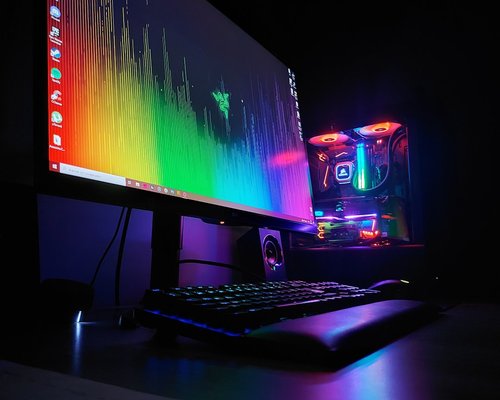 Close up of a premium gaming PC technology setup